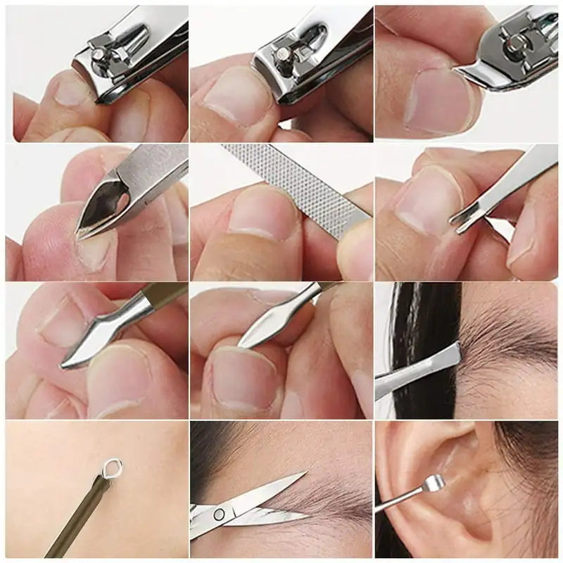 Stainless Steel Nail Clipper, 12PCS Grooming Kit