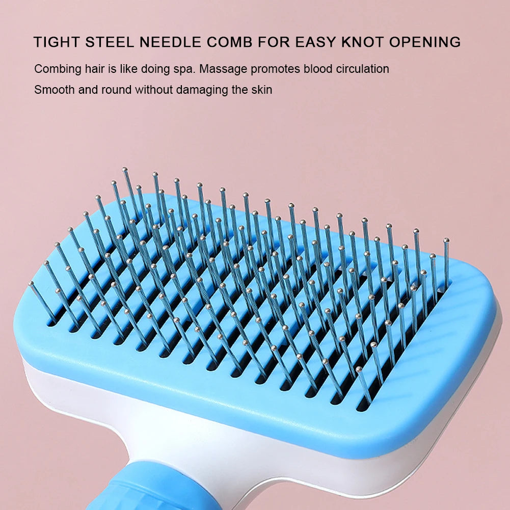 Multifunctional Grooming Brush / Dematting Comb with Release Button for Dogs & Cats