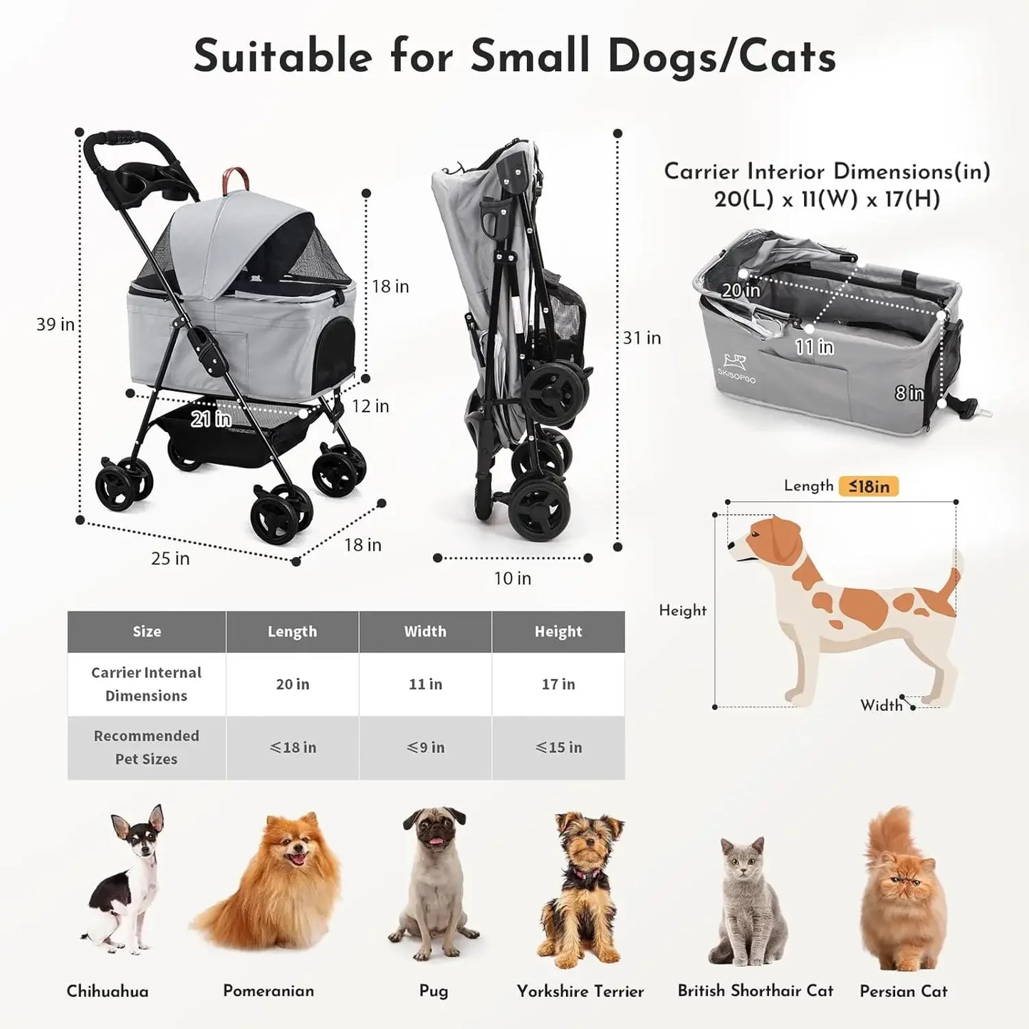 3-in-1 Foldable Pet Stroller