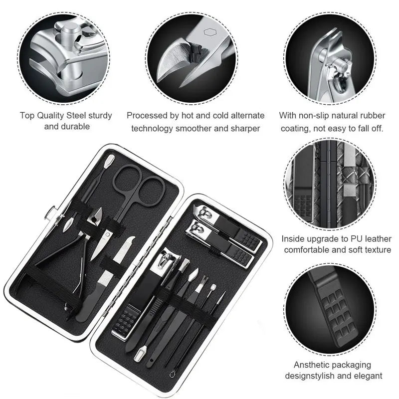 Stainless Steel Nail Clipper, 12PCS Grooming Kit